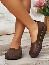preiswerte Damenhausschuhe und -halbschuhe-Damen Flache Schuhe Barfußschuhe Weiche Schuhe Schuhe mit weiter Passform Täglich Reise Muttertag Flacher Absatz Runde Zehe Lässig Komfort Minimalismus Kunstleder Loafer Schwarz Kaffee