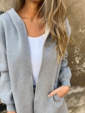 billiga hoodie jacka-Dam Hoodiejacka Bekväm Andningsfunktion Dragkedja Ficka Mode Dagligen Slät Utomhus Ledigt Dagligen Enkelknäppt Normal Huva Normal Långärmad Ytterkläder Svart Rubinrött Mörkgrå Vår Höst