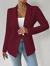 billige Blazere og dresser-Dame Blazer Bekvem Pustende Knapper Mote Moderne عادي Arbeid Daglig Normal Aftæpning Normal Langermet Yttertøy Svart Hvit Rød Vår Høst