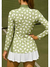 preiswerte Damenbluse-Damen Geometrisch Kreis Punkt Sporthemd Golf-Poloshirt Tennis Shirt Tennis-T-Shirt Langarm Reißverschluss Blumen UPF50+ UV-beständig Hohe Elastizität Feuchtigkeitsableitend Atmungsaktiv Tennis