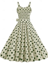 levne Šaty-Retro 50. léta Rockabilly Polední Šaty Houpací šaty Flare šaty S páskem Popruh na špagety Puntíkované A-Linie Dámské Karneval Denní nošení Čajový dýchánek Retro tematická párty Dospělí Šaty Jaro léto