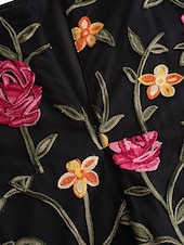 preiswerte Bodenlänge-A-Linie Brautmutterkleid Elegant Schwarzes Kleid Durchsichtig Quadrathals Knöchellänge Tüll Langarm mit Rüschen Stickerei 2025