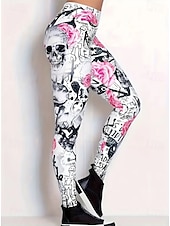 abordables Bas de Halloween-Leggings pour femmes Pantalons Impression 3D Vacances Mode Décontractée Longueur Complète Haute Taille Imprimé Graphique Floral Respirant Doux Extensible Vacances Décontracté Quotidien Bleu Œuf de