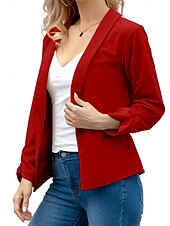 abordables Blazers et Costumes-Femmes Blazer Confortable Respirant Coupe ajustée Mode Moderne Uni Travail Quotidien Régulier Col Rabattu Coupe régulière manche longue Vêtements d&#039;extérieur Rose Claire Noir Blanche Printemps Automne