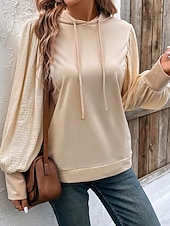 abordables Sweatshirts et Hoodies Texturés-Femmes Sweat à capuche Uni Streetwear Occasionnel Confortable manche longue À capuche Hauts Réguliers Rue Fête Sortir Cordon de serrage Kaki Printemps Automne