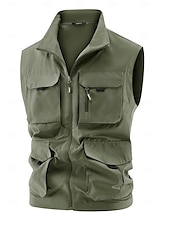 abordables Chalecos-Hombre Chaleco al aire libre Chaqueta táctica Deporte Pesca Acampada y Senderismo Activo Primavera Otoño Multi bolsillo Multicapa Poliéster Táctico Cremallera Negro Azul Marino Caqui Verde Ejército