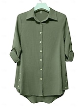 economico Abiti a camicia-Per donna Mini Abito Abito Camicia Moda Moderno Quotidiano Ferie Uscire Vestibilità comoda Semplice Manica Lunga Colletto a Camicia Blu Verde Albicocca Estate Primavera