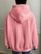 abordables Hauts Simples-Femmes Sweat à capuche Uni Occasionnel manche longue À capuche Hauts Réguliers Rue Tenue Quotidienne Noir Blanche Rose Claire Rouge Bleu Automne Hiver