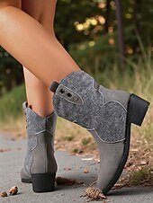 abordables Cowboy et bottes occidentales-Bottes mi-mollet western couleur café pour femmes avec boutons décoratifs – design élégant inspiré de la ferme pour les festivals de récolte et les vêtements d&#039;extérieur décontractés