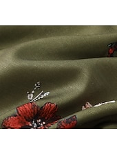  Pantalon large pour femme style bohème, longueur totale, imprimé floral naturel, poches, cordon de serrage élastique, confortable, extérieur, vacances, week-end, vert, été, coupe régulière