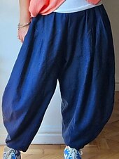 Women's Harem Pants Buddha Pants Full Length Natural Navy Summer Fall4