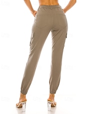 cheap Women&#039;s Cargo Pants-Women&#039;s Cargo Pants Slacks Streetwear Casual Full Length Natural Plain Pocket Soft Holiday Weekend Dark Yellow claret Forest Green Camel Fall Regular Fit