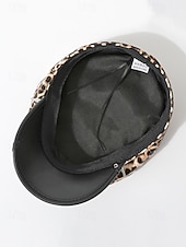 baratos Acessórios fashions-Boné militar feminino com estampa de leopardo para Halloween – chapéu gótico punk de couro sintético com pontas e tachas de aranha, acessório para festa à fantasia e cosplay para uma noite assustadora
