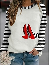 abordables Hauts d&amp;#39;Halloween-Sweat-shirt à capuche pour femmes Halloween graphique à rayures mode décontractée à manches longues col rond hauts réguliers vêtements de rue quotidiens imprimé décontracté noir vert beige automne