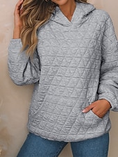 economico Felpe e Sweatshirt Texturizzati-Per donna Felpa con cappuccio Semplice Streetwear Casual Comodo Manica Lunga Con Cappuccio Top Regolari Streetwear Ferie Uscire Nero Bianco Grigio Autunno