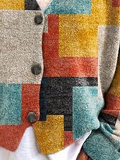 preiswerte Strickjacken und Oberbekleidung-Damen Pullover Strickjacke Mode Streetwear Täglich Karomuster Farbblock Gerippt V Ausschnitt Gestrickt Druck Langarm Normale Oberteile Stricken Ferien Ausgehen Wochenende Gelb Herbst Winter