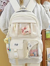 olcso Gyerekek és tinédzserek hátizsákok-Kawaii átlátszó ablakos hátizsák tinilányoknak – plüss nyuszi alakú iskolatáska több zsebbel, aranyos iskolatáska középiskolába vagy mindennapi használatra