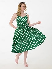 levne Šaty-Retro 50. léta Rockabilly Polední Šaty Houpací šaty Flare šaty S páskem Popruh na špagety Puntíkované A-Linie Dámské Karneval Denní nošení Čajový dýchánek Retro tematická párty Dospělí Šaty Jaro léto