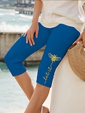 billige Dyr Trykk-Dame Capri-bukser Leggings Elegant Ferie Årgang Capris Høy Midje Grafisk Dyr Bokstaver Elastisk Formell utendørs Feriereise Oliven Brun Svart Hvit Rød Sommer Vår Slank Fasong