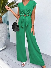 Mulheres Moda Roupa de rua Diário Conjuntos de calças Manga Curta Decote V Côr Sólida Cordões Casual Diário Preto Azul Marinho Escuro Azul Marinha Verão Normal baratos Blusas femininas-Mulheres Moda Roupa de rua Diário Conjuntos de calças Manga Curta Decote V Côr Sólida Cordões Casual Diário Preto Azul Marinho Escuro Azul Marinha Verão Normal