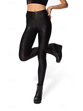 baratos -Mulheres Leggings Roupa de rua Casual Longas Cintura Alta Tecido Corte alto Respirabilidade Macio Com Stretch Rua Para Noite Prata Preto Vermelho Azul Royal Outono Normal