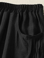 preiswerte Schlichte Hose aus Baumwollleinen-Damen Chinos Haremshose Vintage Ethno-Stil Basic Knöchellang Hohe Taille Einfach Tasche Kordelzug Komfort Außenbereich Dehnbar Urlaub Straße Täglich Schwarz Beige Kaffee Sommer Frühling Normale