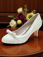 abordables années 1930-Escarpins à talon chaton en dentelle ivoire pour femme avec nœud – Chaussures de mariée style flapper vintage des années 1920 pour mariées, événements officiels et cérémonies dans le jardin