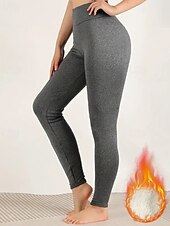 economico Leggings foderati in pile-Per donna Pantaloni in Pile Pantaloni Eleganti Leggings Streetwear Casual Lunghezza intera Naturale Semplice Elastico in vita Calore Termico Comodo Vacanza Uscire Nero grigio Grigio Grigio chiaro