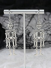 economico Accessori di Halloween-orecchini pendenti da donna a forma di scheletro di Halloween – materiale in lega, design a forma di osso mobile, divertenti gioielli spettrali per feste, cosplay ed eventi in costume