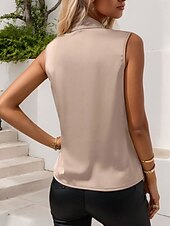 economico Top sexy da donna-Per donna Canotta a canotta Semplice Elegante Moderno Senza Maniche Scollo a Cascata Top Regolari Quotidiano Ferie Arricciato Viola Verde Albicocca Estate