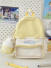 abordables Sacs à dos pour Enfants et Adolescents-Sac à dos kawaii pour enfant avec oreilles de chat et pochette à cordon – cartable pastel grande capacité pour filles et adolescentes