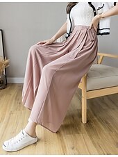 economico gamba larga e vita alta-Per donna Gamba larga Chinos Casual Lunghezza intera Naturale Semplice Gamba larga Coulisse Comodo Traspirabilità Casual Quotidiano Nero Rosa Blu Primavera Autunno Vestibilità comoda