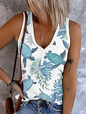 economico Serbatoio Grafico-Per donna Canotta a canotta Stampato Floreale Grafico Vintage Elegante Casual Senza Maniche Senza maniche Scollo a V Top Regolari Quotidiano Blu Rosa Azzurro cielo Grigio Estate Primavera