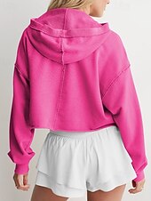 baratos Moletons e Sweatshirts Texturizados-Mulheres Pulôver Moletom Com Capuz Tecido Roupa de rua Casual Manga Longa Com Capuz Tops regulares Rua Feriado Fúcsia Cinzento Claro Cinzento Outono Inverno