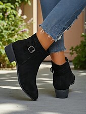 ieftine Botine-Pentru femei Cizme Zilnic Ghete Botine Cataramă Toc Jos Vârf ascuțit Clasic Casual minimalism Piele de Căprioară Imitație Fermoar Leopard Negru Muștar
