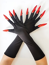 preiswerte Halloween-Zubehör-Lange Halloween-Krallenhandschuhe für Damen – Kunstnageldesign, dehnbares Polyester, gruseliges Cosplay-Kostümzubehör für Partys und Veranstaltungen