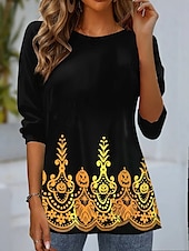economico Top di Halloween-Halloween Per donna Maglietta Grafico Animale Vintage Moda Elegante Manica Lunga Girocollo Top Regolari Quotidiano Weekend Stampato Nero Viola Arancione Estate Primavera Autunno