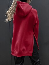 billige Enkle topper-Dame Pullover hettegenser-genser عادي Gatemote Fritid Langermet Med hette Vanlige topper Gate Ferie Lomme Svart Rosa Vin Beige Lyseblå Vinter