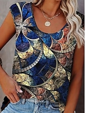 olcso Művészet és Dizájn Ujjatlan Felső-Női Camisole Tank Top Ombre Grafika Mértani Szüret Tropikus Napi Ujjatlan Terített nyak Szögletes Kanálnyak Normál felsők Napi Nyomtatott Medence Nyár Tavasz