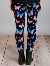 voordelige Dieren Afdruk-Dames Leggings Vakantie Vintage Etnische stijl Volledige lengte Hoge taille Grafisch Vlinder 3D-afdrukken Sneldrogend Ademend Zacht Rekbaar Buiten Huis Causaal Donker paars Zwart Paars Herfst Mager