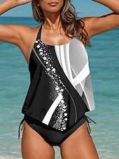 preiswerte Tankinis-Damen Badeanzug Tankini Zweiteilig Freche Unterhose Bademode Rückenfrei Urlaub Strandbekleidung Ombre Grafik U-Ausschnitt Ärmellos Badeanzüge
