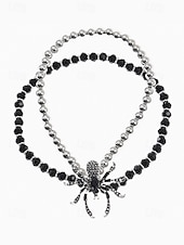 お買い得  ハロウィンアクセサリー-女性用ハロウィンスパイダージュエリーセット - ゴシックビーズチョーカー、調節可能なブレスレットとステートメントリング、コスチュームパーティー、コスプレ、不気味な夜のお出かけに最適な合金ラインストーンデザイン