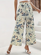 economico gamba larga e vita alta-Per donna Gamba larga Pantaloni Corti Pantaloni Palazzo Moda Streetwear Lunghezza alla caviglia Vita Alta Piante Elastico in vita Traspirabilità Confortevole Streetwear Abbigliamento quotidiano Uscire