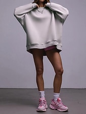 levne Jednoduché mikiny-Dámské Svetrová mikina Mikiny Bez vzoru Šik ven Na běžné nošení Dlouhý rukáv Tričkový Běžné topy ulice Dovolená Jdeme ven Bílá Světlá růžová Světle šedá Podzim Zima