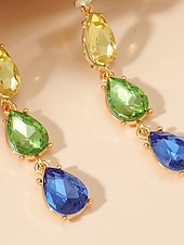 Χαμηλού Κόστους Γυναικείο Σκουλαρίκι-Γυναικεία σκουλαρίκια με κρύσταλλα σε σχήμα ουράνιου τόξου - πολύχρωμα κοσμήματα με δάκρυ για πάρτι και γιορτές