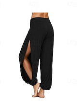 voordelige wijde pijpen en hoge taille-dames zomer hoge split atletische vrijetijds hippie harem broek - losse pasvorm yoga broek
