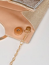 cheap Clutches &amp; Evening Bags-Women’s Rhinestone Evening Clutch Bag with Round Handle – Sparkly Gold Crystal Purse for Cocktail Parties, Weddings &amp; Formal Events