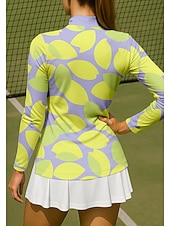 cheap Women's Shirt-Women's Geometric Trees / Leaves Sport Shirt Golf Polo Shirt Tennis Shirt Tennis Tee Long Sleeve Zipper Floral UPF50+ UV Resistant High Elasticity Moisture Wicking Breathable Tennis Golf Pickleball