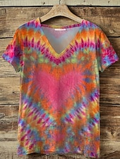 billige Boho t-skjorte-Dame T skjorte Blomstret Grafisk Paisly Bohem Årgang Stilfull Kortermet V-hals Vanlige topper Daglig Ut på byen Helg Trykt mønster Rosa Blå Lilla Grønn Sommer Vår