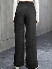economico gamba larga e vita alta-Per donna Gamba larga Pantaloni Eleganti Streetwear Casual Lunghezza intera Naturale Semplice Elastico in vita Confortevole Ferie Uscire Weekend Grigio Nero Bianco Cachi Autunno Vestibilità regolare